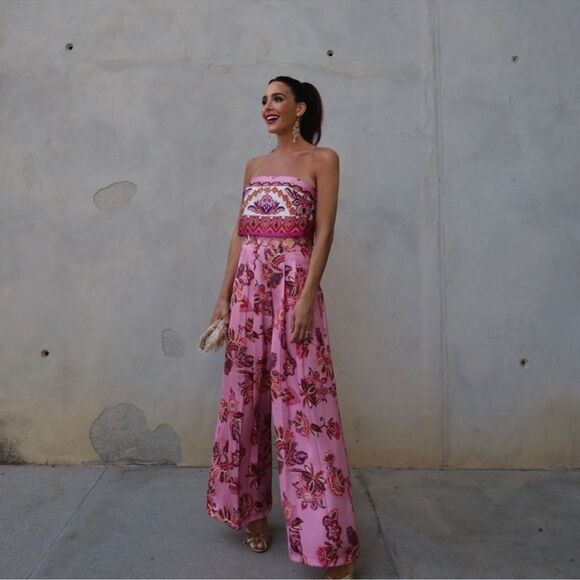 Zara blogger favorite strapless wide leg jumpsuit NWT - Picture 2 of 12